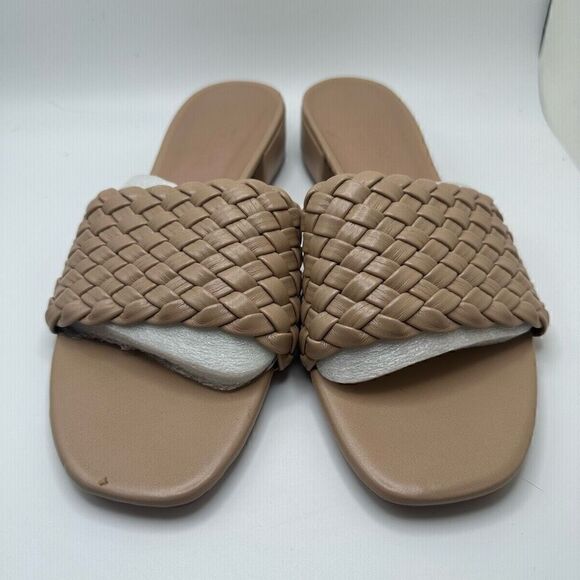 CUSHIONAIRE Women's woven low block heel sandal +Memory Foam 9 NUDE - Picture 2 of 7